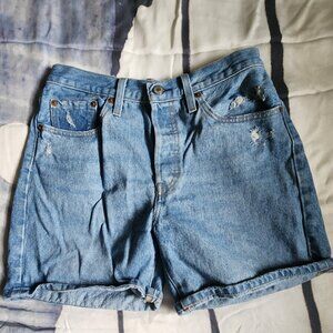 Levis 501 Womens Jean Shorts 100% Cotton Button Clasp Size 28